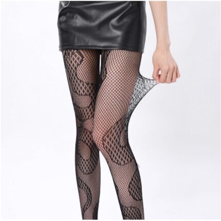 AphroTitan Women Diamond Pattern Fishnet Pantyhose Full Foot Stretch Black Mesh Stockings Sexy High Elastic Patterned Hosiery for Party Night Out & Intimate Styling